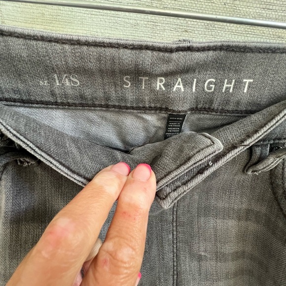 14s 14 short whbm straight embellished jeans gray side stripe beads cropped - Picture 12 of 16